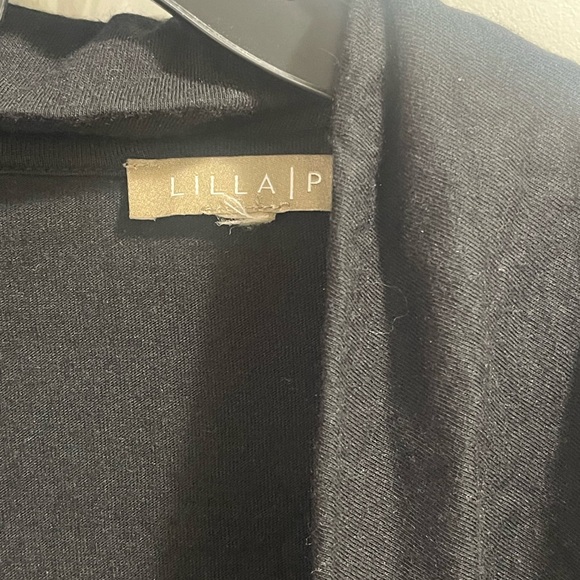 Lilla P Black Drape Neck Blouse medium - Picture 2 of 7